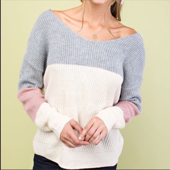 1 Left! Stripe Colorblock Twist Back Sweater - Picture 7 of 7
